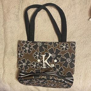 Thirty-One Black and Brown Floral Tote